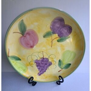 Caleca Italy Frutta Hand Painted Ceramic 11" Yellow Serving Bowl Fruit Motif '07